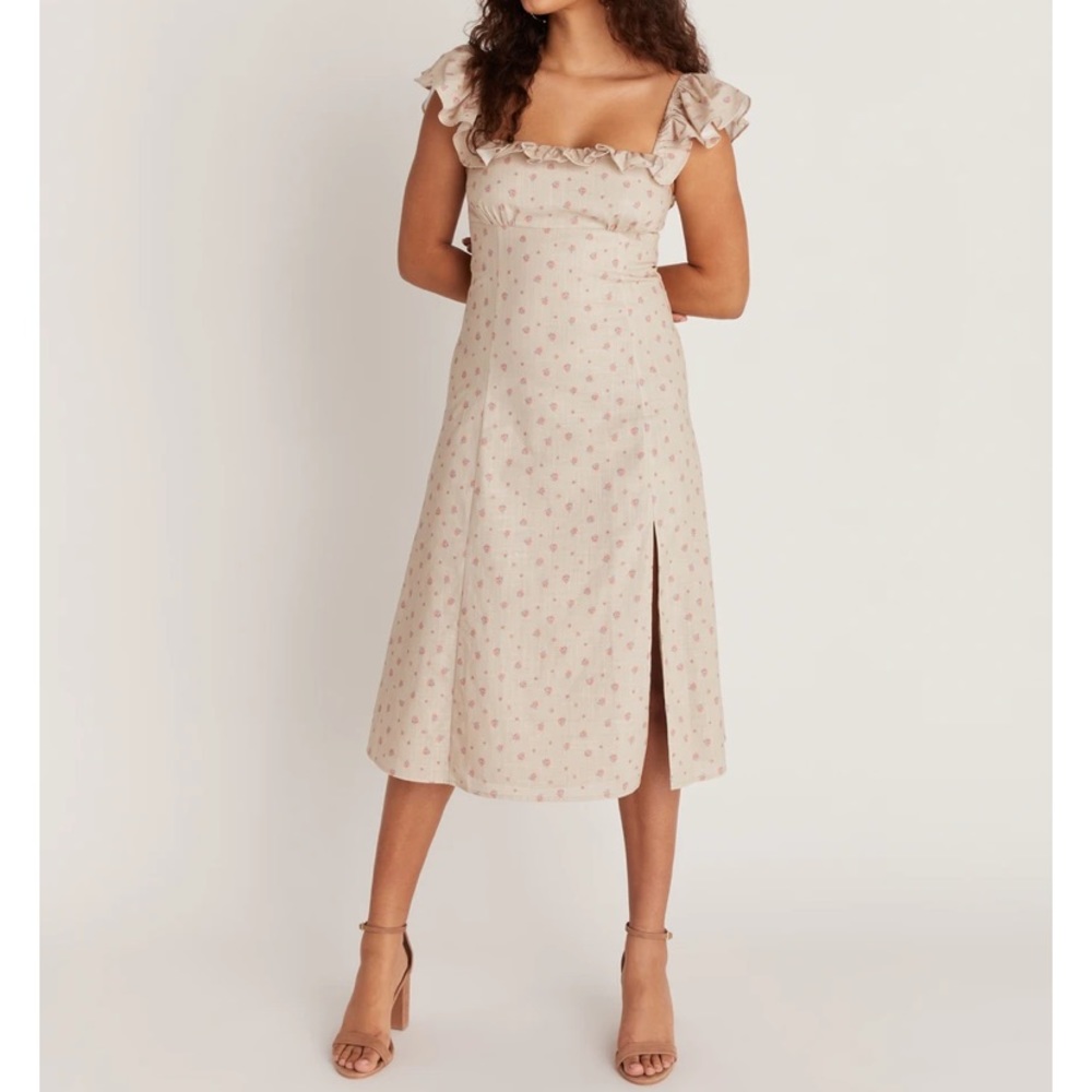 Backyard Roses neutral linen dress